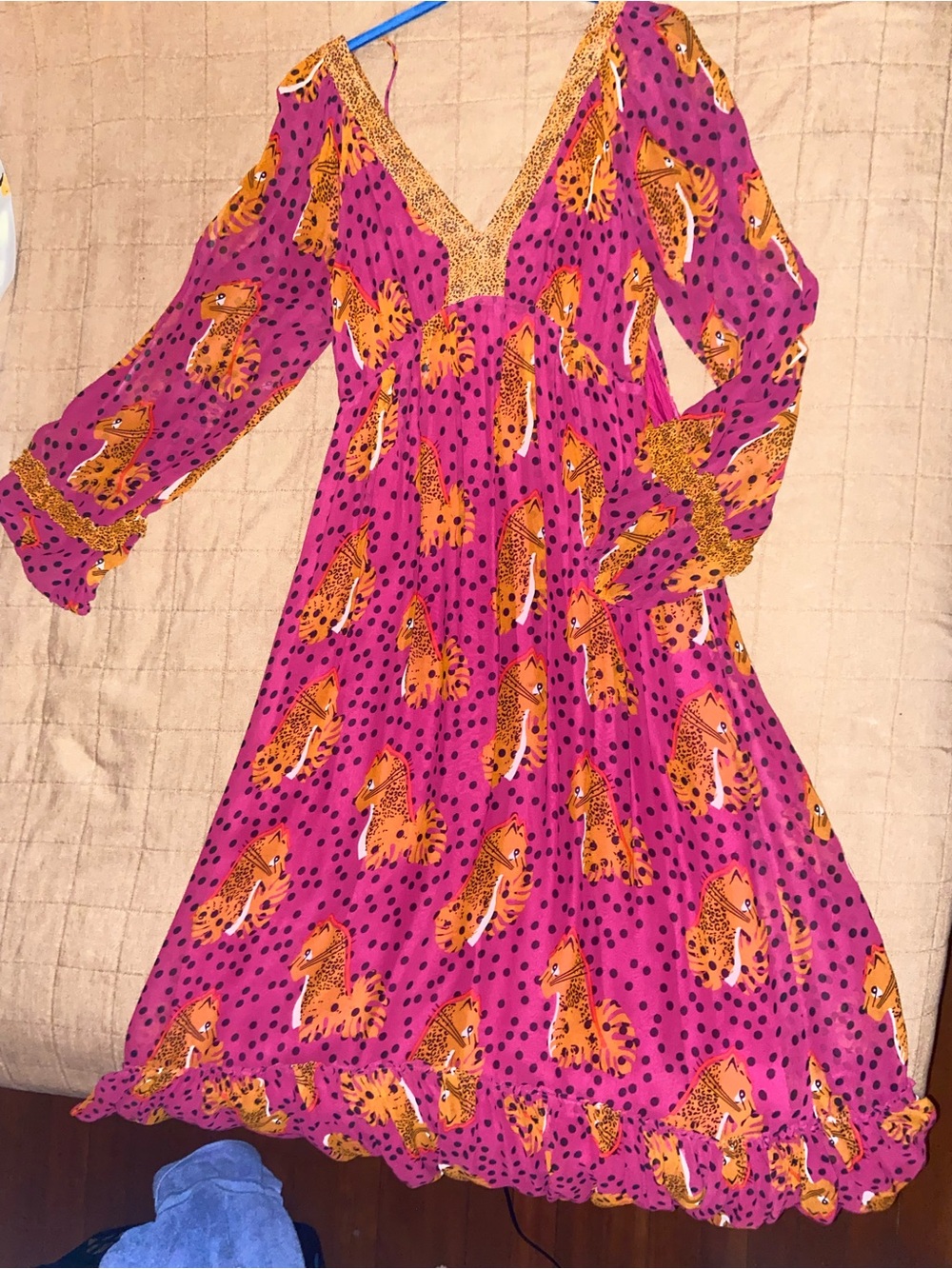 Farm Rio Boho Pink & Orange Animal Print Maxi Dress